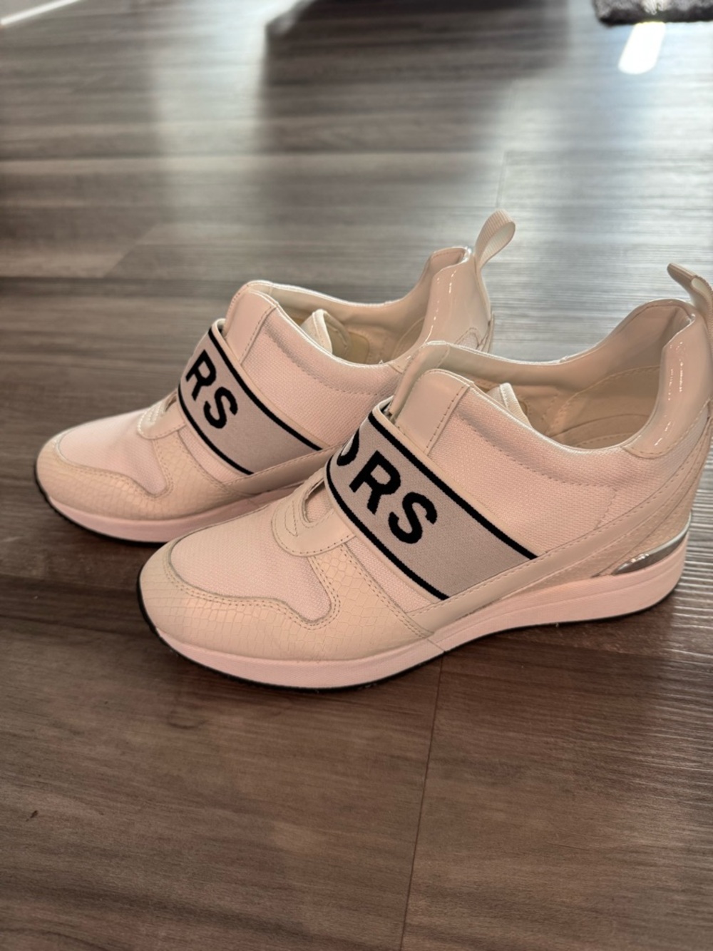 Michael Kors Cream and Black Slip-On Wedge Sneakers